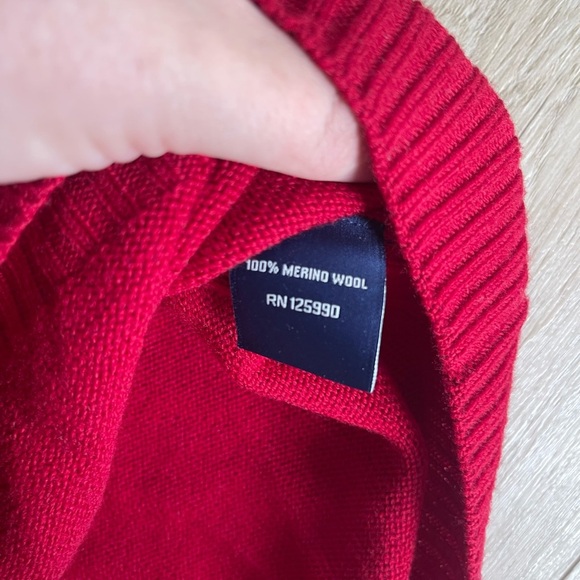 Faconnable Merino Wool Sweater 1/4 Quarter Zip Red Knit - Size Large - Picture 4 of 5